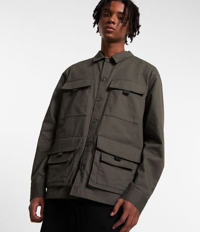 Campera Parka en Sarga con Bolsos Táticos 3