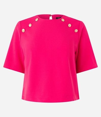 Blusa Manga Corta en Crepé con Botones en los Hombros 8