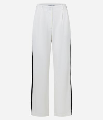 Pantalón Recto en Crepé con Rayas Contrastante Lateral 6