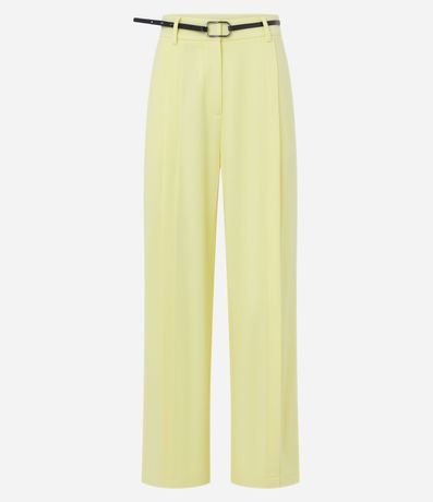 Pantalón Recto en Crepé con Cinturón Hebilla 6