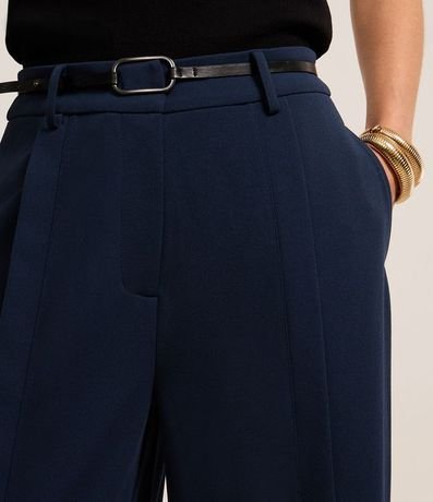 Pantalón Recto en Crepé con Cinturón Hebilla 4