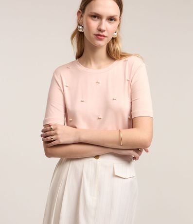 Blusa en Viscosa con Aplicación de Perlas 1