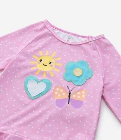 Conjunto Infantil con Protección UV y Estampa de Lunares con Flor - Talle 1 a 4 años 6