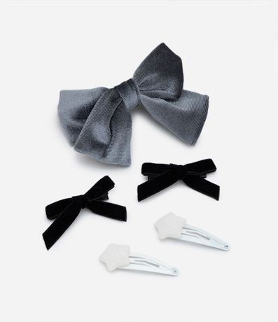 Kit 05 Pinzas para el Pelo Infantil con Lazos en Terciopelo