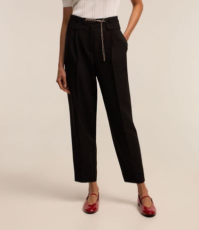 Pantalón Carrot Sastrería con Cinturón Cadena y Pliegues 3