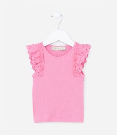 Musculosa Infantil Acanalada con Volado Broderie - Talle 1 a 5 años 2