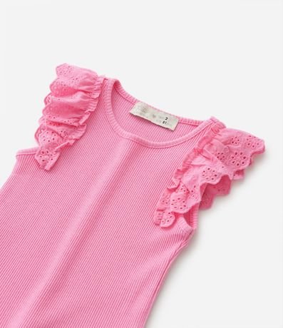 Musculosa Infantil Acanalada con Volado Broderie - Talle 1 a 5 años 6