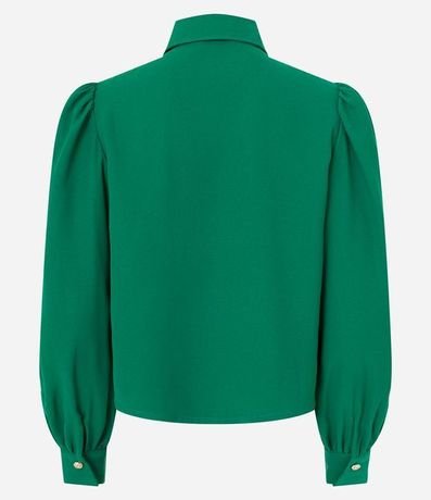 Camisa en Crepé con Botón Diferenciado y Manga Abullonada 6