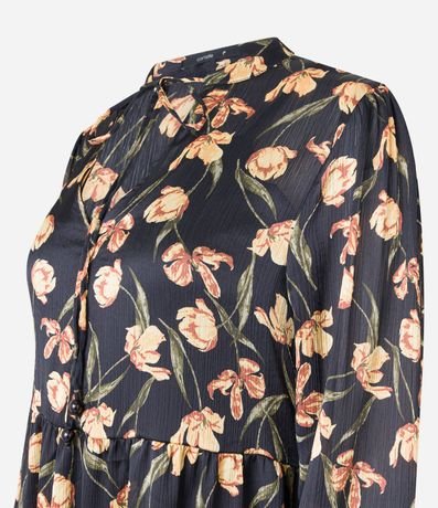 Vestido Midi en Chiffon con Lazo y Estampa de Tulipanes 8