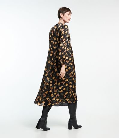 Vestido Midi en Chiffon con Lazo y Estampa de Tulipanes 3