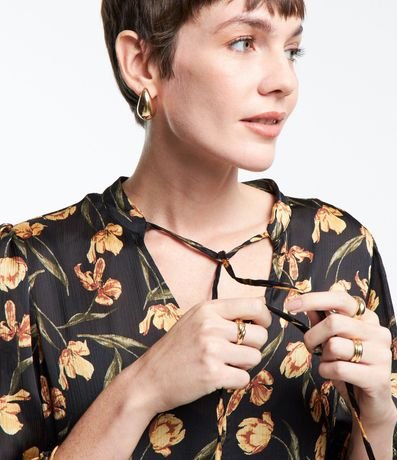 Vestido Midi en Chiffon con Lazo y Estampa de Tulipanes 4