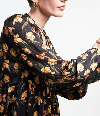 Vestido Midi en Chiffon con Lazo y Estampa de Tulipanes 5