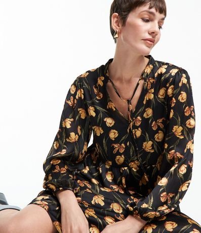 Vestido Midi en Chiffon con Lazo y Estampa de Tulipanes 6