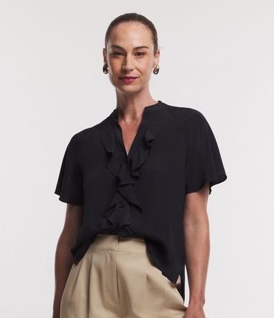 Camisa en Chiffon con Cuello Padre y Volado Delantero 5