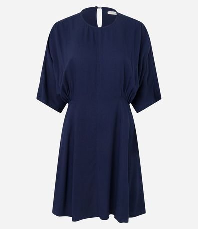 Vestido Corto en Viscosa con Manga Murciélago y Escote V