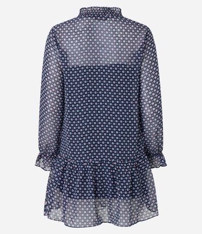 Vestido Corto en Chiffon con Manga Evasé y Estampa Abstracta 7