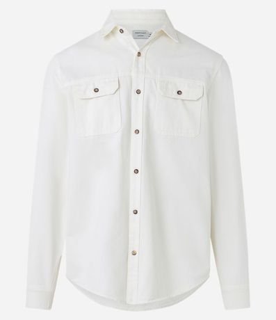 Camisa Comfort en Algodón con Bolsillos Solapa y Abotonado 7