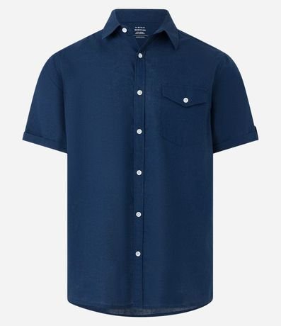 Camisa Comfort en Lino con Bolsillo y Dobra en la Manga 7