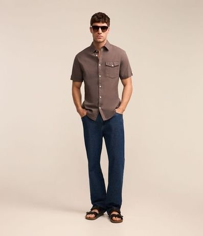 Camisa Manga Corta en Lino con Bolsillo 2