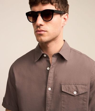 Camisa Manga Corta en Lino con Bolsillo 4