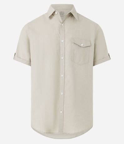 Camisa Manga Corta en Lino con Bolsillo 6