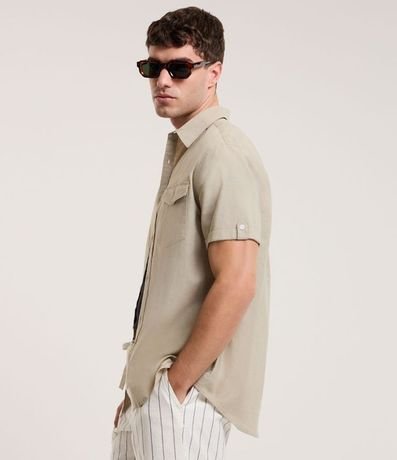 Camisa Manga Corta en Lino con Bolsillo 3