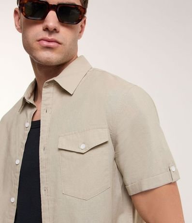 Camisa Manga Corta en Lino con Bolsillo 4