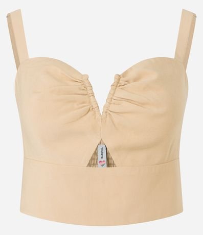 Blusa de Bretel Cropped en Crepé Recorte Cutout y Lastex 5