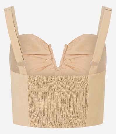 Blusa de Bretel Cropped en Crepé Recorte Cutout y Lastex 6