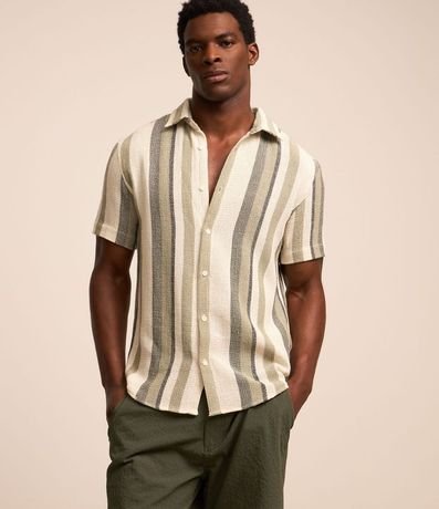 Camisa en Algodón Texturizada con Estampa Rayas 4