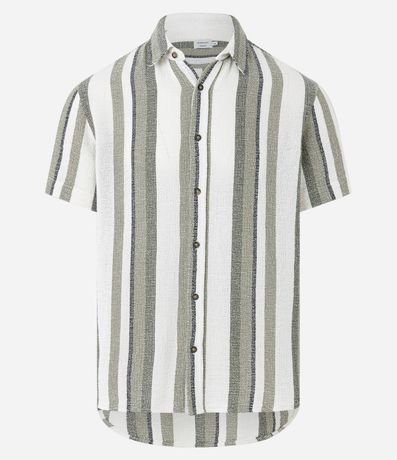 Camisa en Algodón Texturizada con Estampa Rayas 10