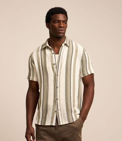 Camisa en Algodón Texturizada con Estampa Rayas 5