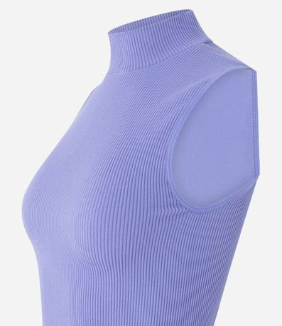 Blusa Musculosa en Poliamida Acanalada con Cuello Alto 4