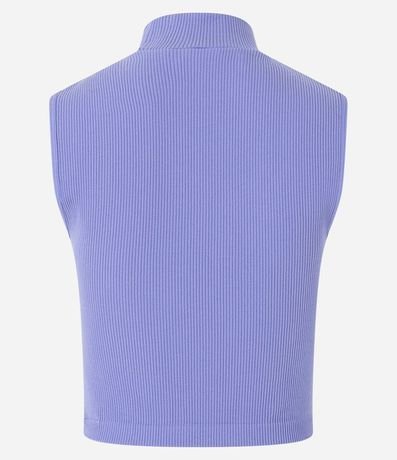 Blusa Musculosa en Poliamida Acanalada con Cuello Alto 5