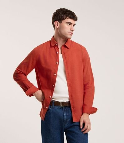 Camisa Comfort Básica en Lino Manga Larga 4