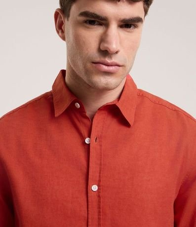 Camisa Comfort Básica en Lino Manga Larga 5