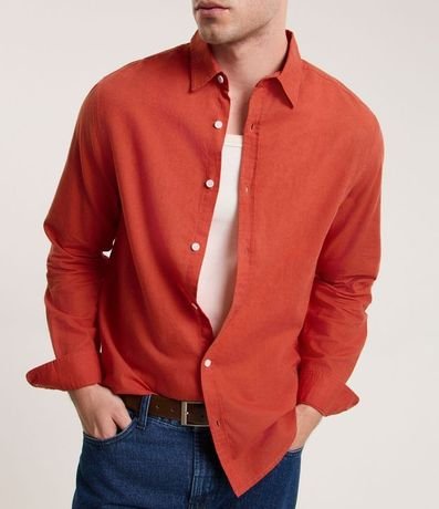 Camisa Comfort Básica en Lino Manga Larga 6