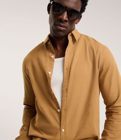 Camisa Comfort Básica en Lino Manga Larga 5