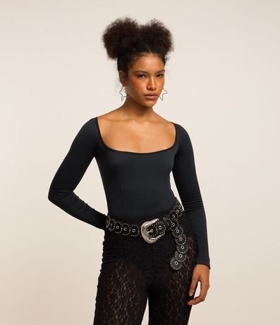 Body en Rib Seamless con Recorte y Manga Larga