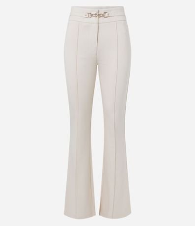 Pantalón Flare en Punto Roma con Detalle en Metal en la Cintura 6