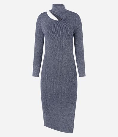 Vestido Midi en Viscosa con Recorte Cutout y Detalle en Hilo Metalizado 6