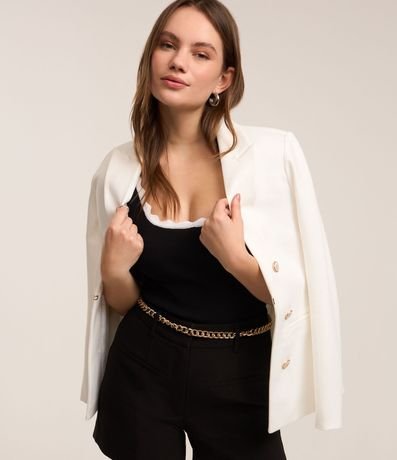 Blusa Musculosa en Viscosa con Detalle de Ondas