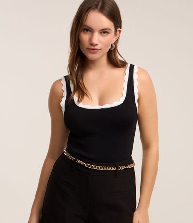 Blusa Musculosa en Viscosa con Detalle de Ondas 3