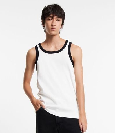 Musculosa en Rib con Bies Contrastante