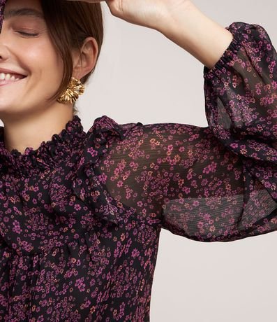 Blusa en Chiffon con Lastex en el Cuello y Estampa Floral Liberty 4