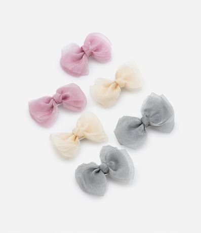 Kit 06 Pinzas para el Pelo Infantiles con Moñas de Tul