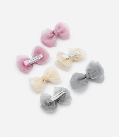 Kit 06 Pinzas para el Pelo Infantiles con Moñas de Tul 2