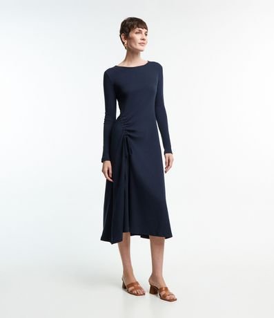 Vestido Midi en Malla Rib con Detalle para Franzir