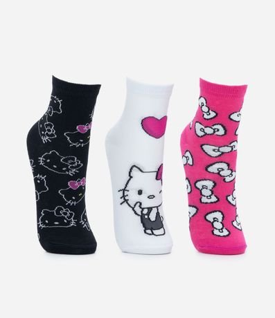 Kit 03 Medias Infantiles con Estampa Hello Kitty - Talle 19 al 34 2