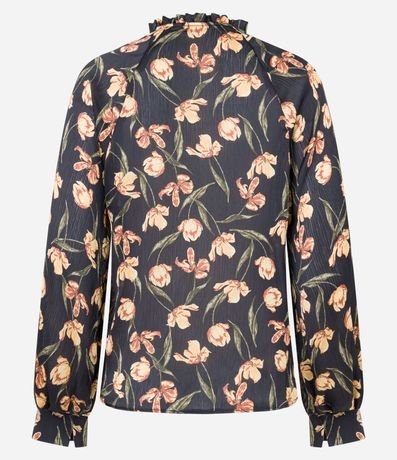 Blusa en Chiffon con Lazo en el Cuello y Estampado Floral 7